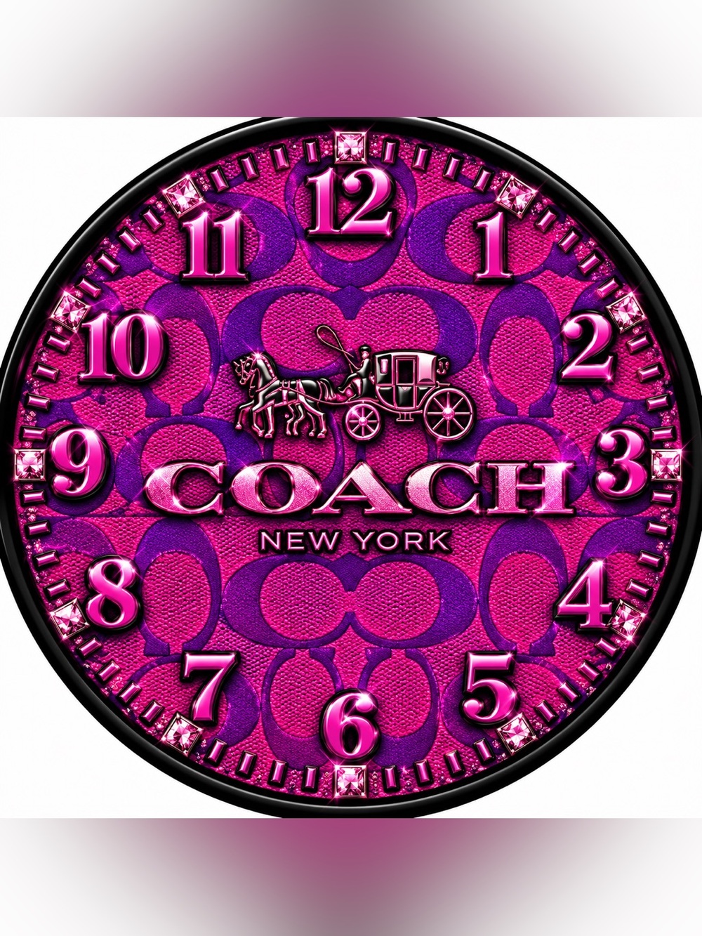 COACH New York Pink/Hot Pink Signature 9” Wall Clock 🔥FLASH SALE🔥